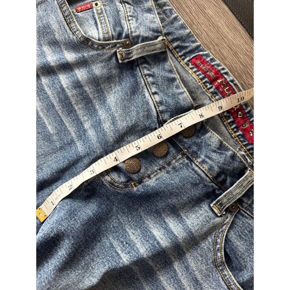 Y2K Mudd Low Rise Flare Two Tone Snap Pants size 8 - Picture 8 of 11